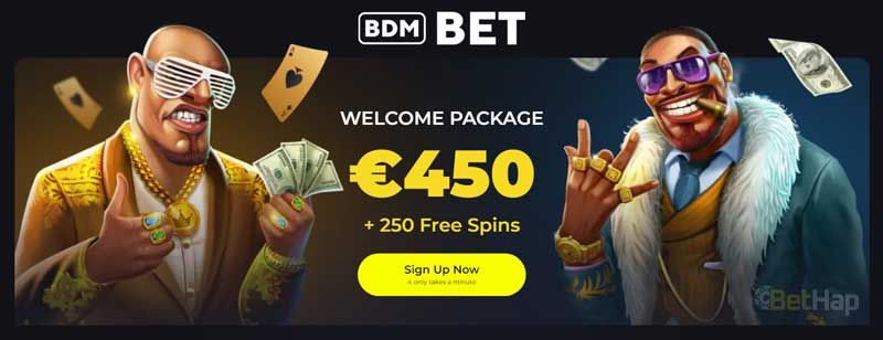 BDMBet Casino bonus de bienvenue 450€ et 250 tours gratuits